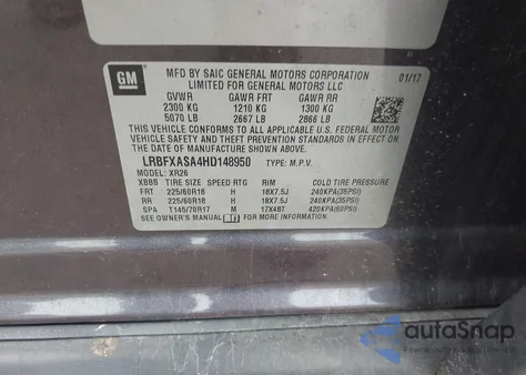 2017 Buick Envision Preferred from USA, damaged, VIN LRBFXASA4HD148950